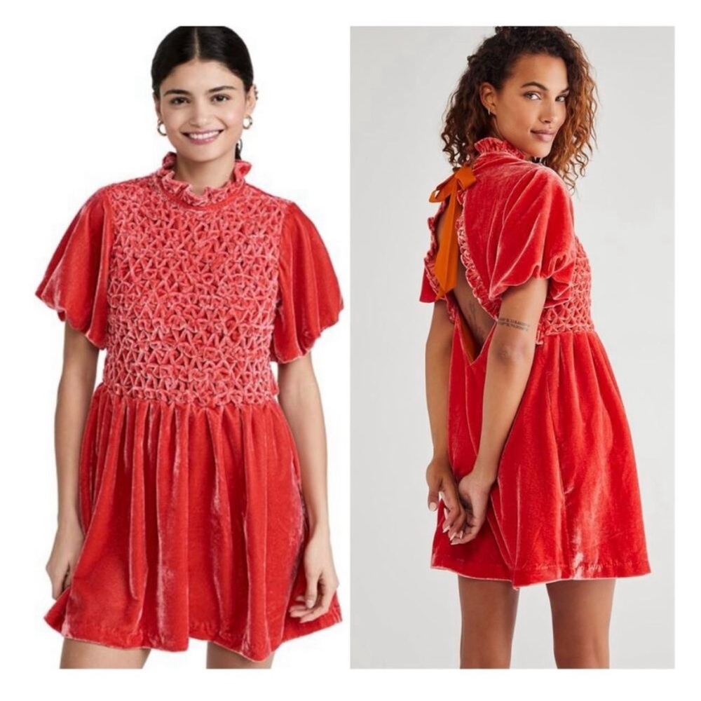 Free people gum drop velvet mini dress